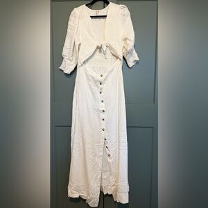 Free People Cream Button-Front Maxi Dress